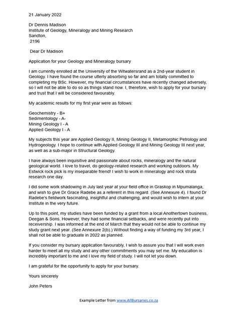 Example Motivational Letter For Bursary 2 Pdf