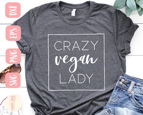 Crazy Vegan Lady Svg Vegan Svg File For Cricut Funny Vegan Etsy