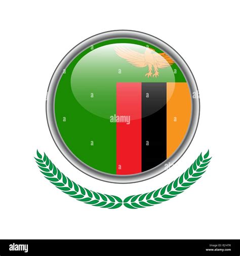 Zambia Flag Button Zambia Flag Icon Vector Illustration Of Zambia Flag On White Background