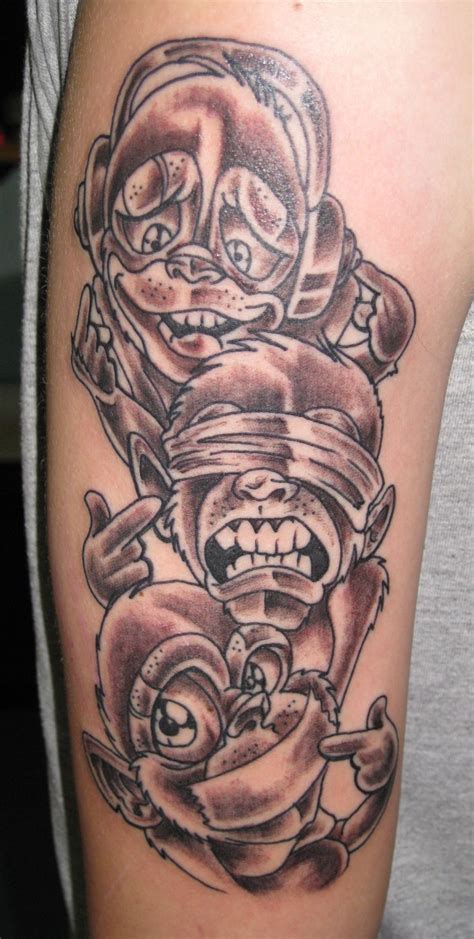 Hear See Speak No Evil Monkeys Irish Street Tattoo Downpatrick Belfast