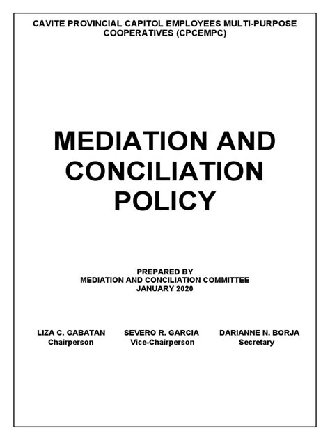 Mediation And Conciliation Policy 2020 Pdf