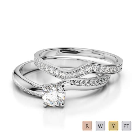 Gold Platinum Round Cut Diamond Bridal Set Ring Agdr 2023