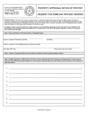 Fillable Online Hcad 41 66 Fill Harris County Appraisal District Fax