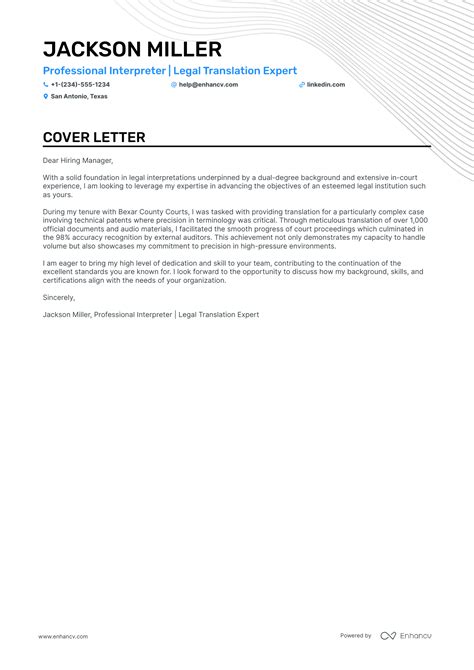 7 Professional Interpreter Cover Letter Examples And Template For 2025 Enhancv