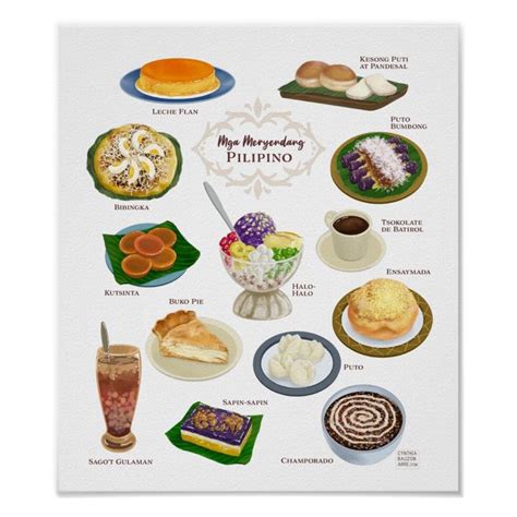 Filipino Food / Meryenda / Desserts Poster | Zazzle | Filipino recipes ...