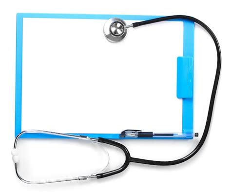 Premium Photo Stethoscope And Blue Clipboard Isolated On White