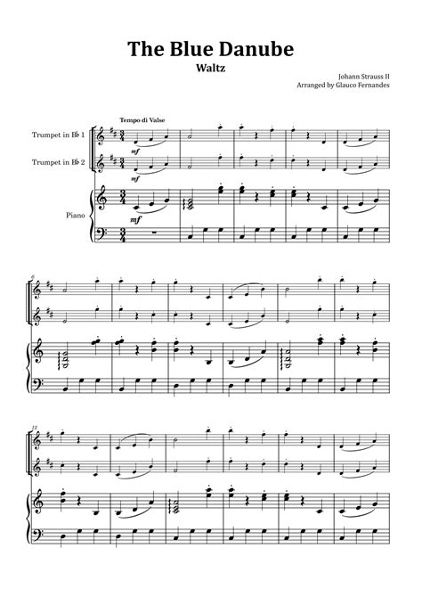 The Blue Danube Trumpet Duet With Piano Arr Glauco Fernandes Sheet