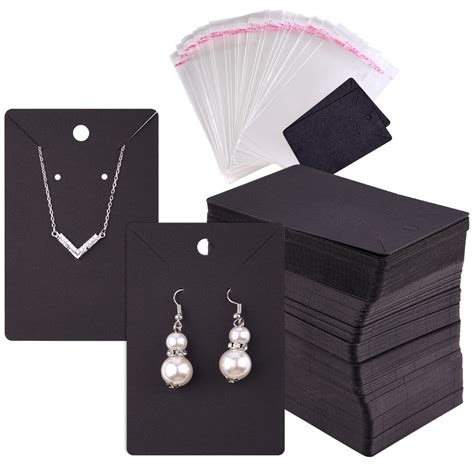 120 Pcs Black Earring Display Card With Self Seal Bags Earring Card