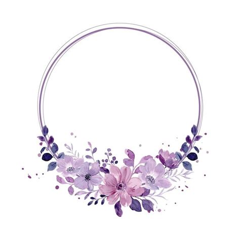 Premium Vector Watercolor Purple Floral Wreath With Circles In