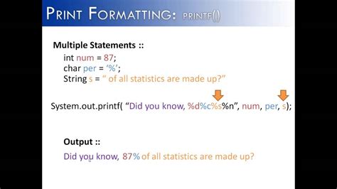 Print Formatting Part Printf Multiple Statements Java Youtube