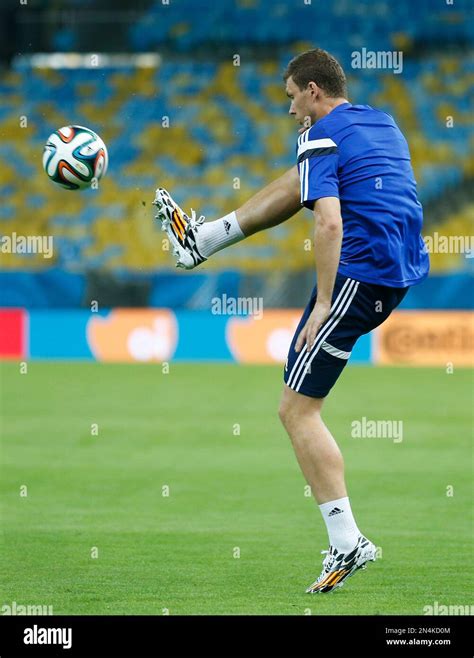 Bosnia's Edin Dzeko kicks the ball during a training session at the ...
