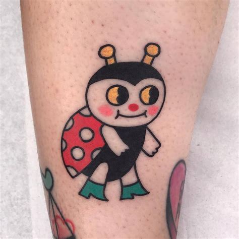 Ladybug Tattoo Done On The Shin