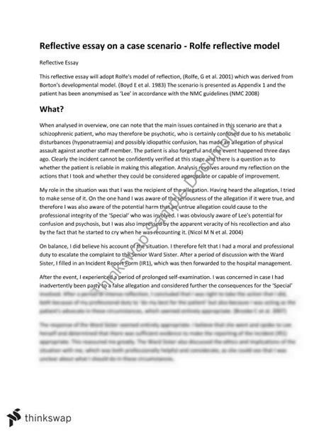 Esse For You Example Reflective Essay Using Rolfe Reflective Model