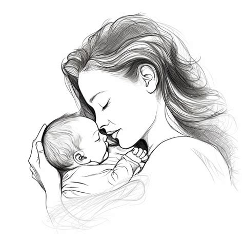 Premium Ai Image A Drawing Of A Woman Holding A Baby In Her Arms