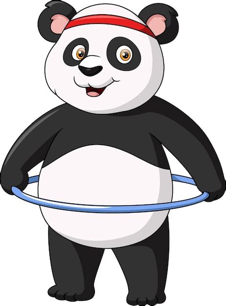 Leuke Panda Cartoon Ronddraaiende Hoelahoep Premium Vector