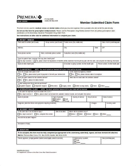 Free 27 Sample Claim Forms In Ms Word