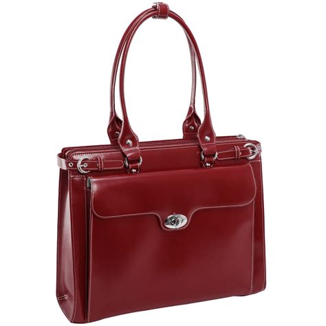 Mcklein® Mcklein W Series Winnetka Genuine Cowhide Leather Ladies Laptop Briefcase Red 94836