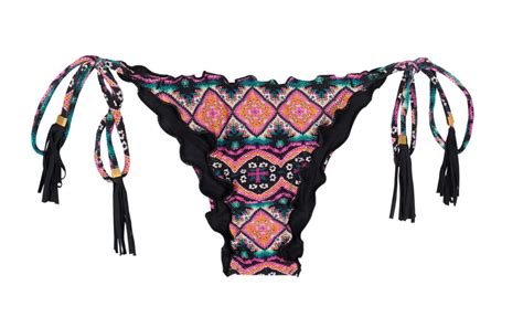 Rosa Ethno Scrunch Bikinihose Gewellter Rand Calcinha New Ethnic Fru Fru Bikini Brasil Shop