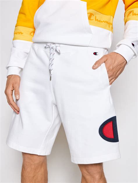 Champion Short De Sport Satin Twill C Logo Blanc Regular Fit