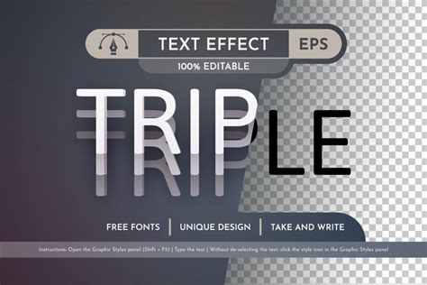 Triple - Editable Text Effect, Font Style