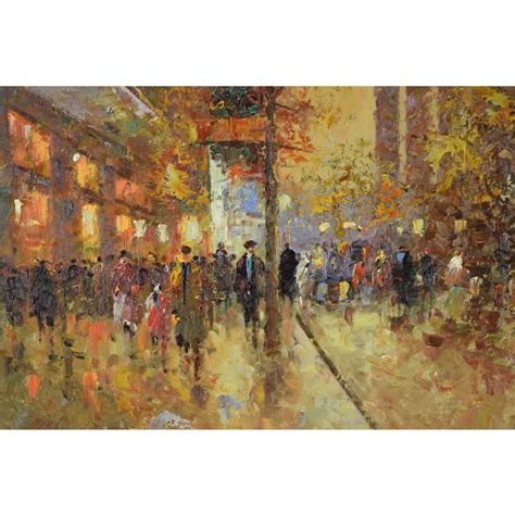 Impressionist Oil Painting Of Parisian Street Scene W La Madeleine By