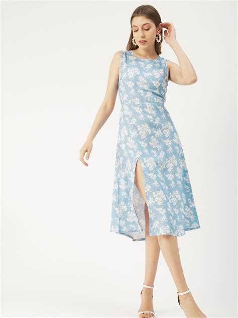 Buy Moomaya Floral Printed Round Neck A Line Dress Dresses For Women