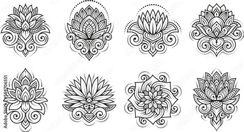 Lotus tattoo design. Creative bohemian lotos flowers tattoos, modern ...