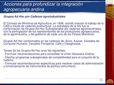 PPT INTEGRACIÓN AGROPECUARIA EN LA COMUNIDAD ANDINA EXPERIENCIAS Y