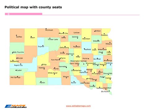 South Dakota county map - Editable PowerPoint Maps