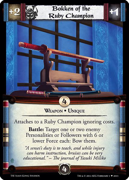 Bokken Of The Ruby Champion Card L5r Legend Of The Five Rings Wiki Fandom