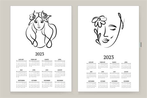 Wall calendar 2023 year. Minimal contemporary art calendar planner ...