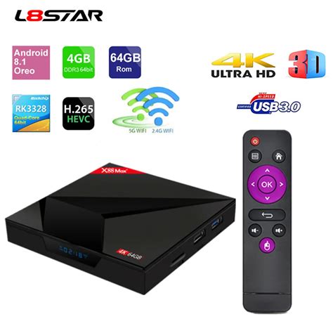 L8STAR X88 MAX RK3328 4GB 64GB 2 4G 5G Dual WiFi Android 8 1 TV BOX