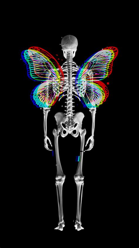 2k Free Download Skeleton Butterfly Amoled Black Bone Glitch