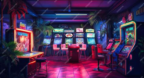 Premium Photo Arcade Gaming Room Interior Design