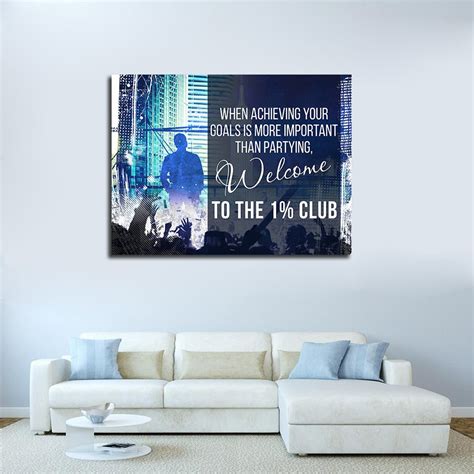 Welcome To The 1% Club Canvas Wall Art Motivational Wall Decor - Royal ...