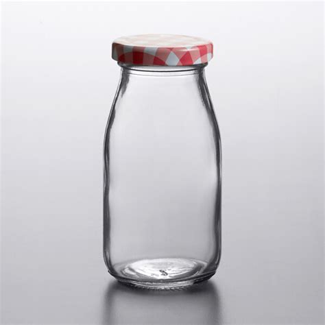 Acopa 6 Oz Glass Milk Bottle With Lid 12 Case