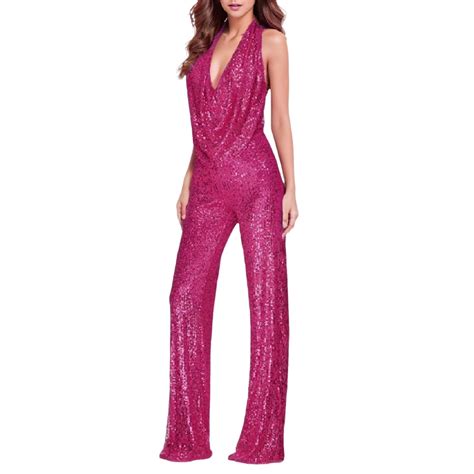 Ehqjnj Jumpsuit For Women 2024 Plus Size Womens Shiny Jumpsuit Elegant Shiny Straight Trousers