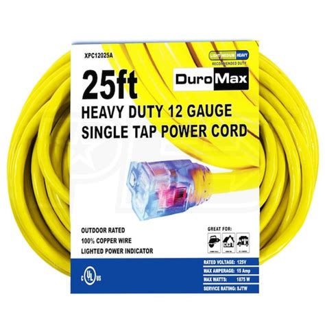 Duromax Xpc A Foot Gauge Extension Cord W Lighted Plug Ends