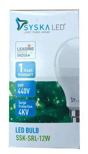 Ceramic SYSKA 12W LED Bulb Cool Daylight At Rs 165 Piece In Patna ID