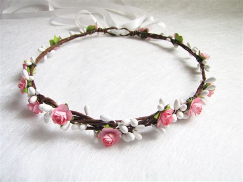 Flower Girl Floral Crown Hot Pink Flower Headband Wedding Etsy