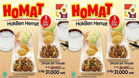 PROMO HokBen Hari Ini 5 Juli 2021 Promo Senin HoMat 1 Porsi Simple Set