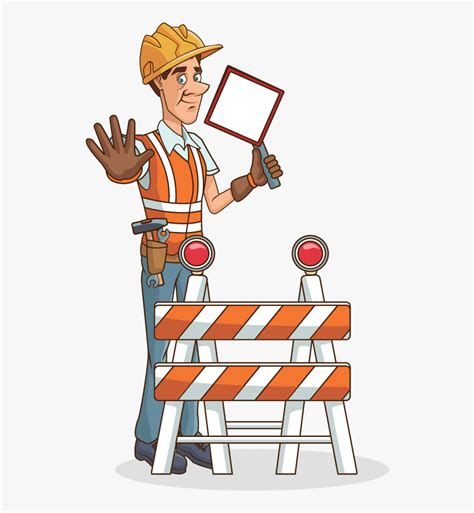 Man Standing With Safety Sign - Cartoon, HD Png Download , Transparent Png Image - PNGitem