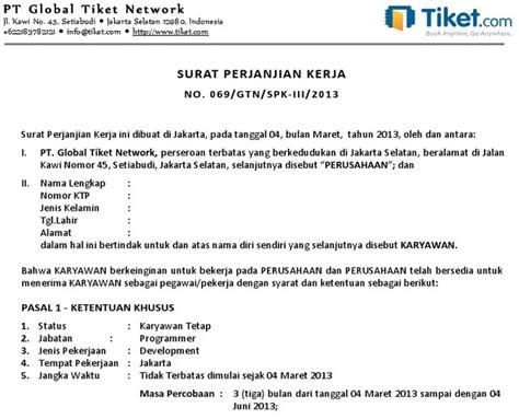 5 Contoh Surat Kontrak Kerja Karyawan Lokerpintarid