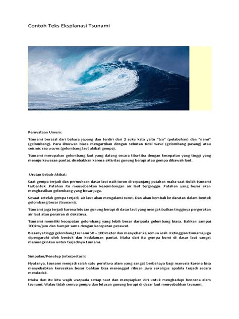 Contoh Teks Eksplanasi Tsunami Kak Ola Pdf