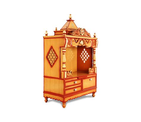 Buy Teak Gold Divine Home Medium Floor Rested Pooja Mandir Without Door