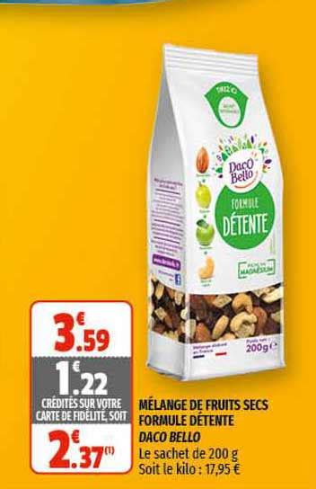 Offre M Lange De Fruits Secs Formule D Tente Daco Bello Chez Coccinelle