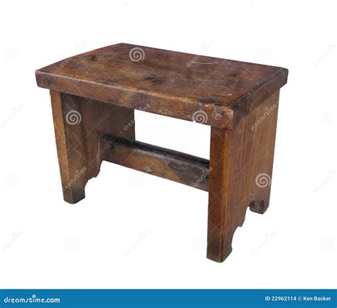 Antique Wooden Stool Isolated Stock Photo Image Of Home Furniture