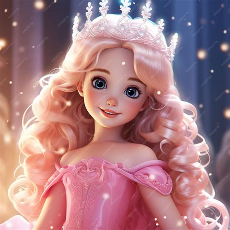 Premium Photo A Cartoon Image Of A Princess With Pink Hair And A Crown