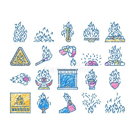 Flame Hot Fire Burn Bonfire Heat Icon Hand Drawn Stock Vector Illustration Of Flame Bonfire