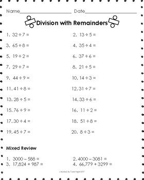 Short Division with Remainders by NewDayLearn | TpT